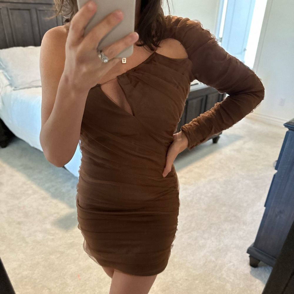 Zara brown tulle mini dress